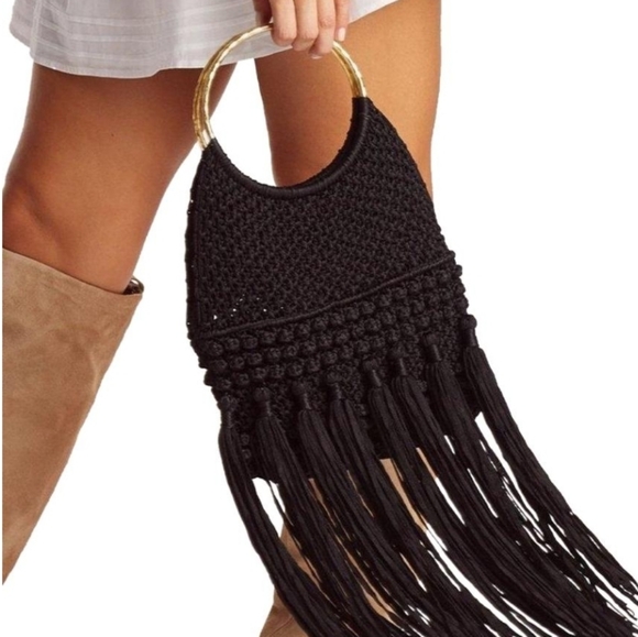 Cleobella Handbags - Cleobella Sophie Macrame FringeGreen Tote